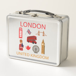Personalised London Landmarks Travel-Themed Metal Lunch Box