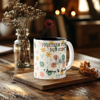 Personalised London Memory - Line Art Landmark Two-Tone Coffee Mug