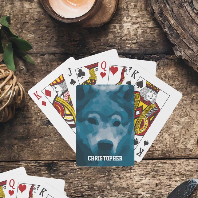 Personalised Lone Wolf Illustration Playing Cards (Creator Uploaded)