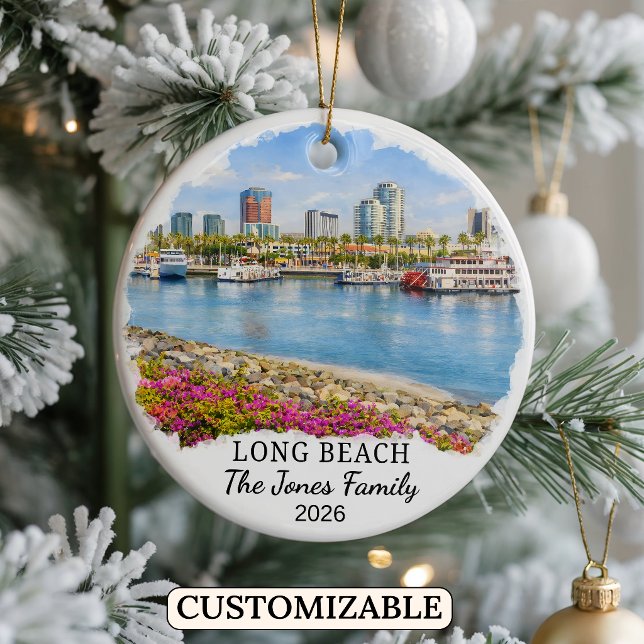 Personalised Long Beach Ornament Custom California (Creator Uploaded)