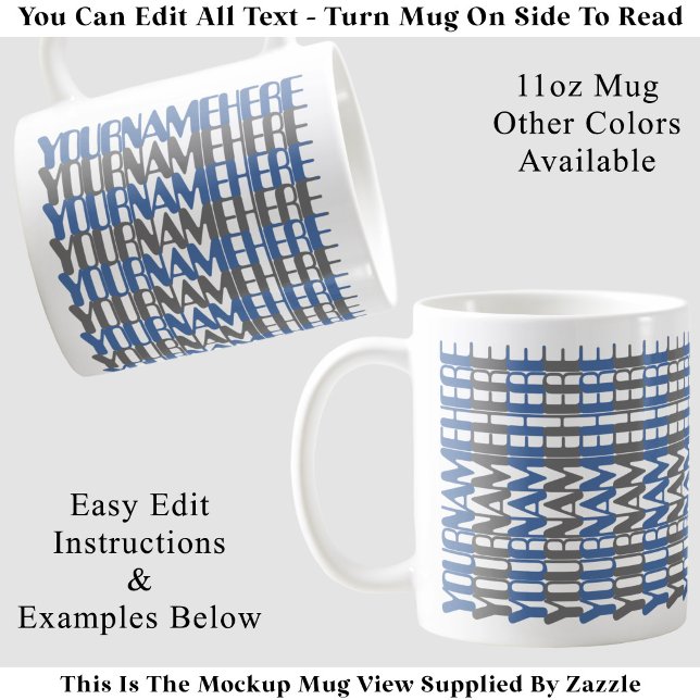Personalised Long Custom Name Blue Hidden Message  Coffee Mug (Creator Uploaded)