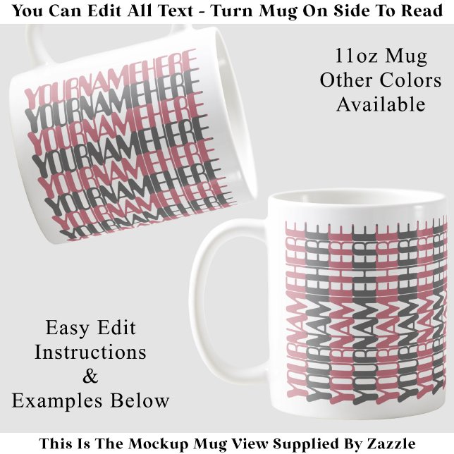 Personalised Long Custom Name Pink Hidden Message Coffee Mug (Creator Uploaded)