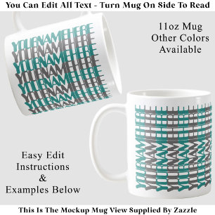 Personalised Long Custom Name Teal Hidden Message Coffee Mug