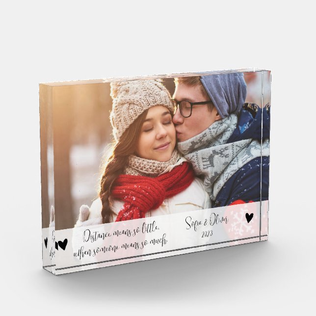 Personalised Long Distance Relationship Gifts Photo Block (Left)