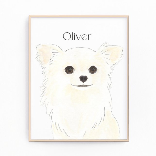 Personalised Long Haired White Cream Chihuahua  Photo Print (Creator Uploaded)