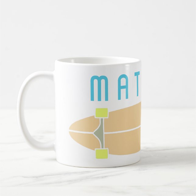 Personalised Longboard Skateboard Skateboarders Coffee Mug (Left)