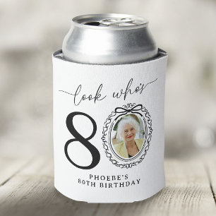 Personalised Look Who's 80 Photo Birthday Can Cooler