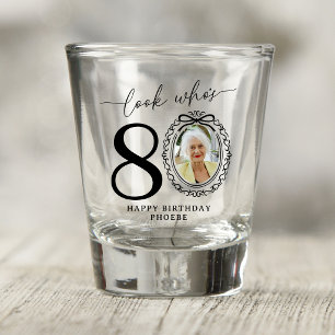 Personalised Look Who's 80 Photo Birthday Shot Glass