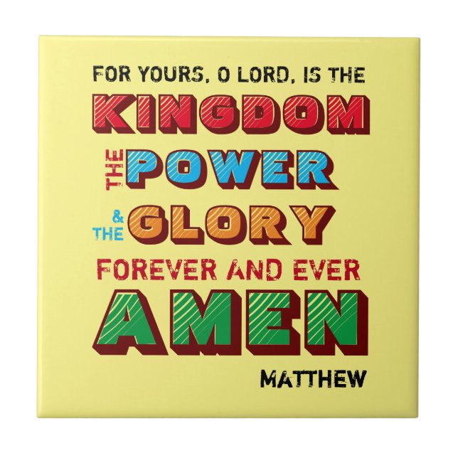 Personalised LORDS PRAYER Colourful Christian Tile (Front)