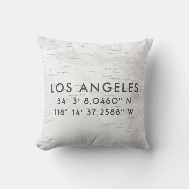 Personalised Los Angeles Map | Grey & White Cushion (Front)