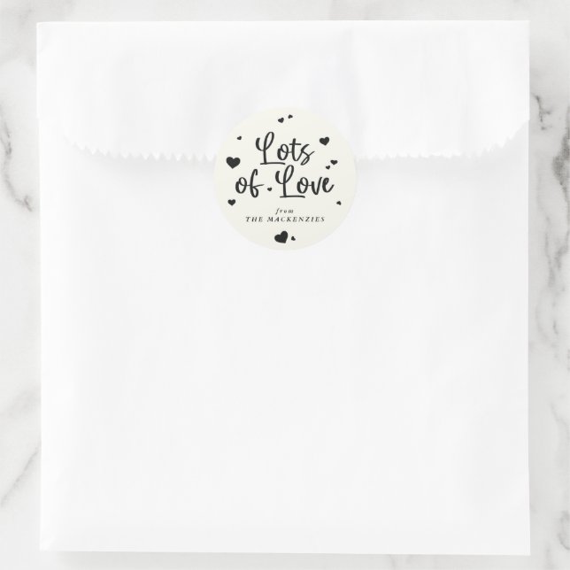 Personalised Lots of Love Valentine Hearts Classic Round Sticker (Bag)