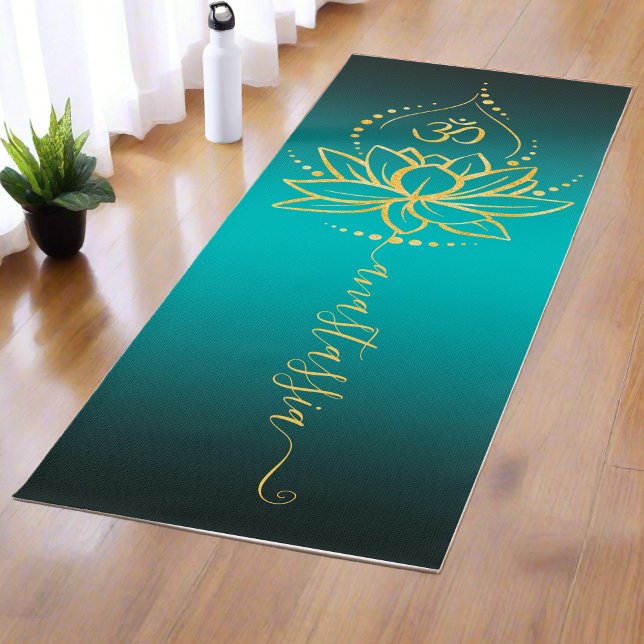 Personalised Lotus & Om – Custom Name Minimalist Yoga Mat (Creator Uploaded)