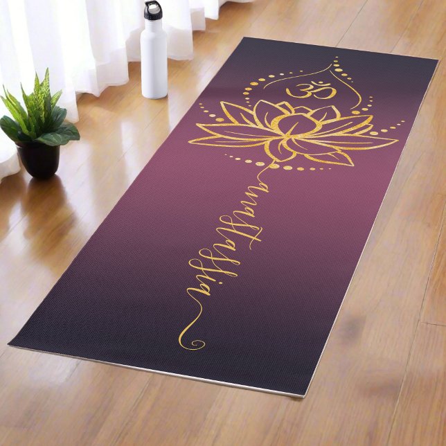 Personalised Lotus & Om – Custom Name Minimalist Yoga Mat (Creator Uploaded)