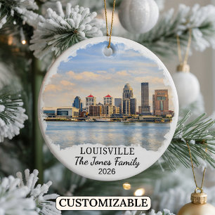 Personalised Louisville Ornament, Custom Kentucky Ceramic Tree Decoration