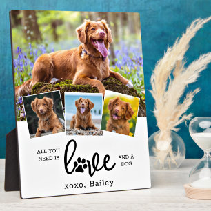 Personalised LOVE and a DOG Custom 4 Photo Collage Plaque
