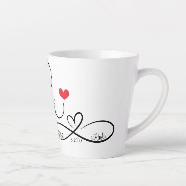Personalised Love and Infinity Heart Latte Mug (Right)