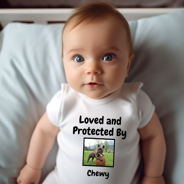Personalised Love and Protected By Dog Baby Bodysuit (Creator Uploaded)