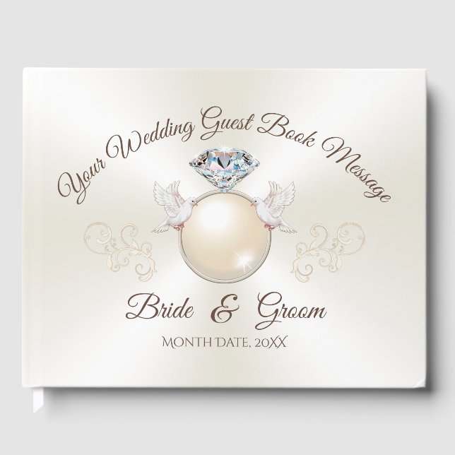 Personalised Love Bird Elegant Wedding Guest Books (Front)