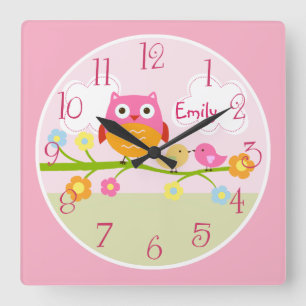 Personalised Love Birds and Owl on Branch Clock