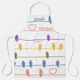 Personalised Love Birds Heart His Hers Pastels Apron