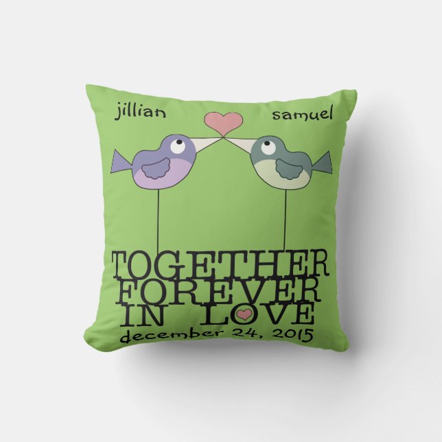 Personalised Love Birds-Together Forever Cushion (Front)