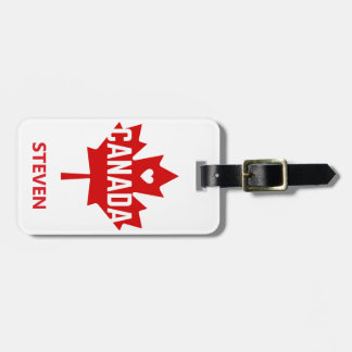 Personalised Love Canada flag Heart Leaf Luggage Tag