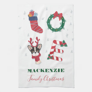 Personalised Love Christmas Matching Family Love Tea Towel