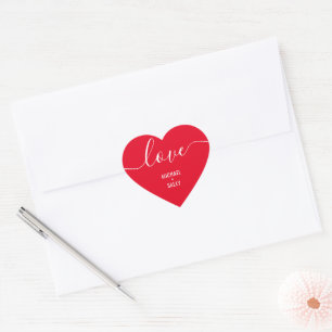 Personalised "Love" Fancy Script   Red Heart Sticker