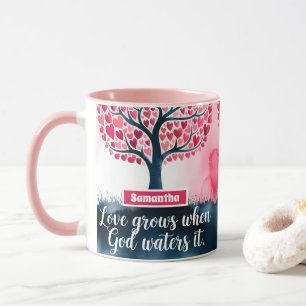 Personalised Love Grows When God Waters Christian Mug