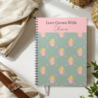 Personalised Love Grows With You Floral Tote Notebook