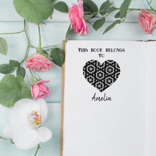 Personalised Love Heart Bookplate Rubber Stamp
