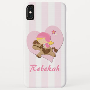 Personalised Love Horseriding Pink Stripes iPhone XS Max Case