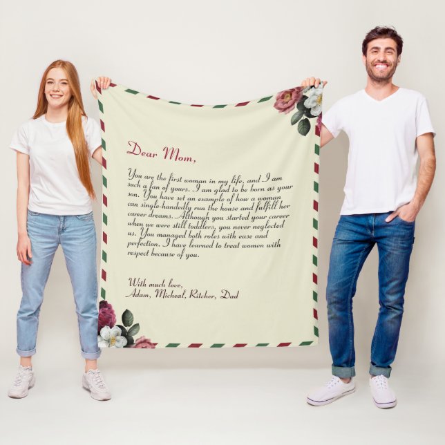 Personalised Love Letter Handwritten couples  Flee Fleece Blanket (In Situ)