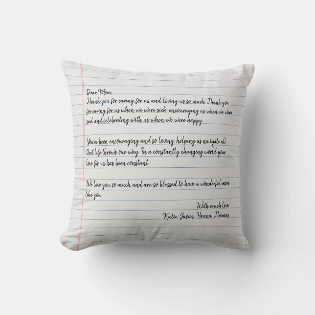 Personalised Love Letter Handwritten Cushion (Front)