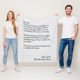 Personalised Love Letter Handwritten Fathers Day Fleece Blanket