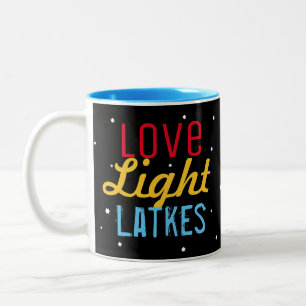 Personalised Love Light Latkes Hanukkah Funny Two-Tone Coffee Mug