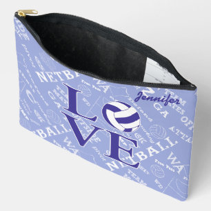 Personalised love netball design accessory pouch