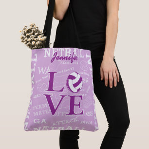 Personalised love netball design tote bag