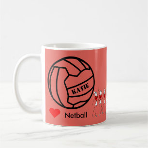 Personalised Love Netball Themed Ball Design Coffee Mug