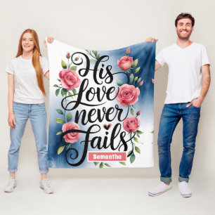 Personalised Love Never Fails Christian Fleece Blanket