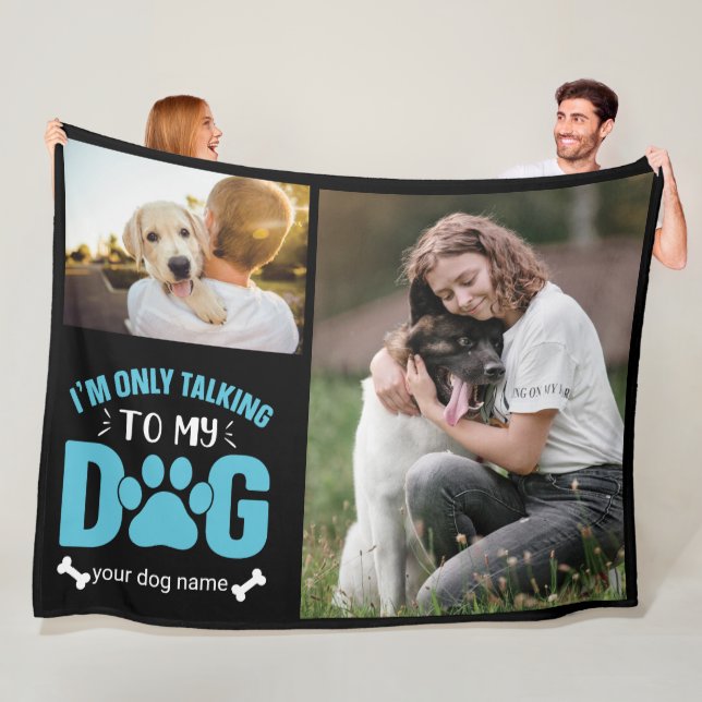  Personalised Love Paw Print Dog Lover 2 Photo Fleece Blanket (In Situ)