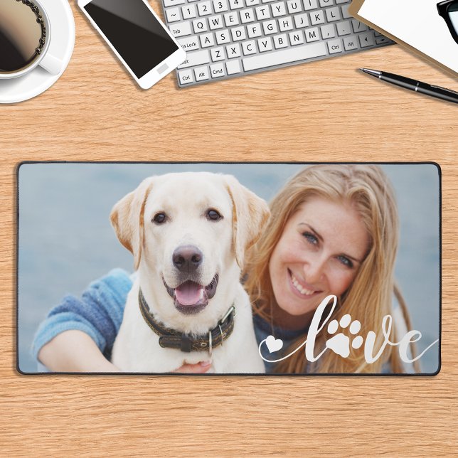 Personalised Love Paw Print Dog Lover Photo Desk Mat (Creator Uploaded)