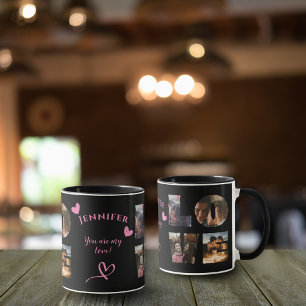 Personalised LOVE Photo Collage I Modern Black Mug