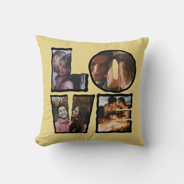 Personalised LOVE Photo Collage Valentines Day Cushion (Front)