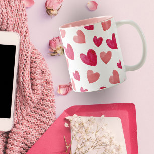 Personalised Love Pink and red candy hearts Two-Tone Coffee Mug