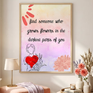 Personalised Love Quote Pink Floral & Abstract Art Poster