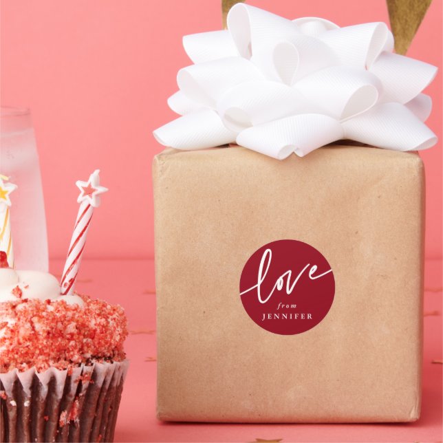 Personalised 'Love' Script Font Classic Round Stic Sticker (Party)