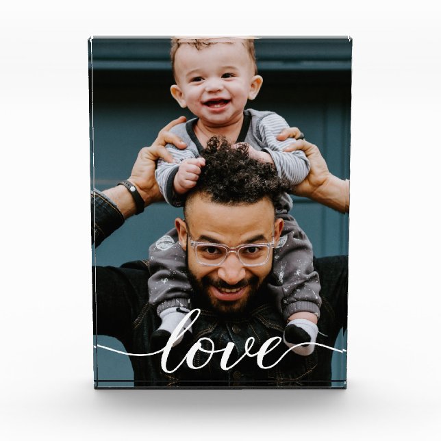 Personalised "Love" Script Photo Block for Dad (Front)