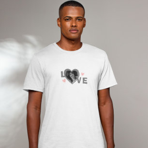 Personalised Love Shape Monochrome Photo T-Shirt