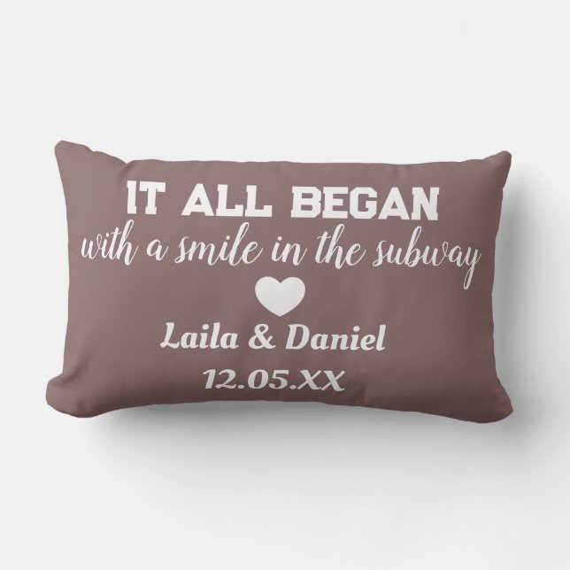 Personalised Love Story Subway Pillow – name &date (Front)